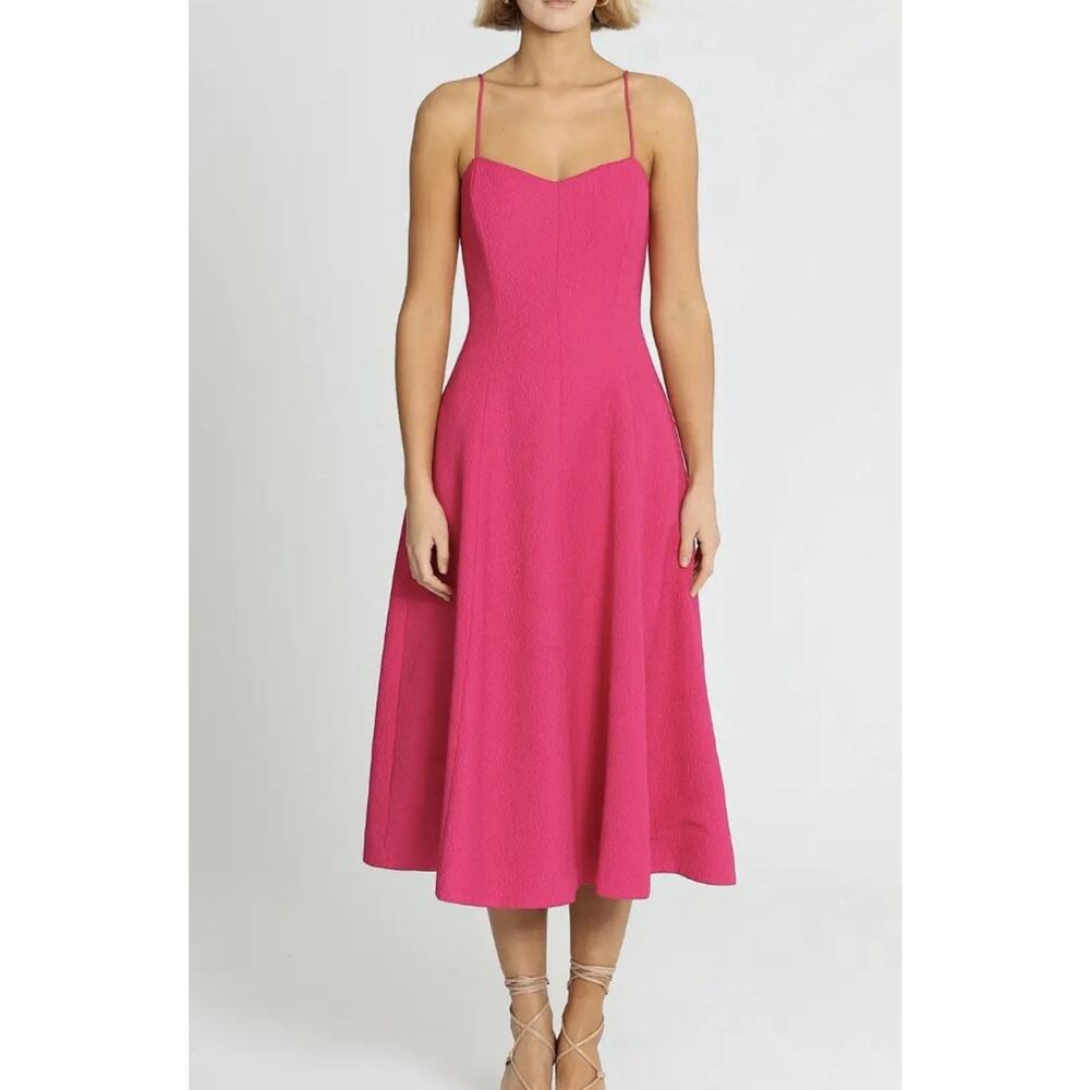 Rebecca Vallance Hot Pink Midi Dress